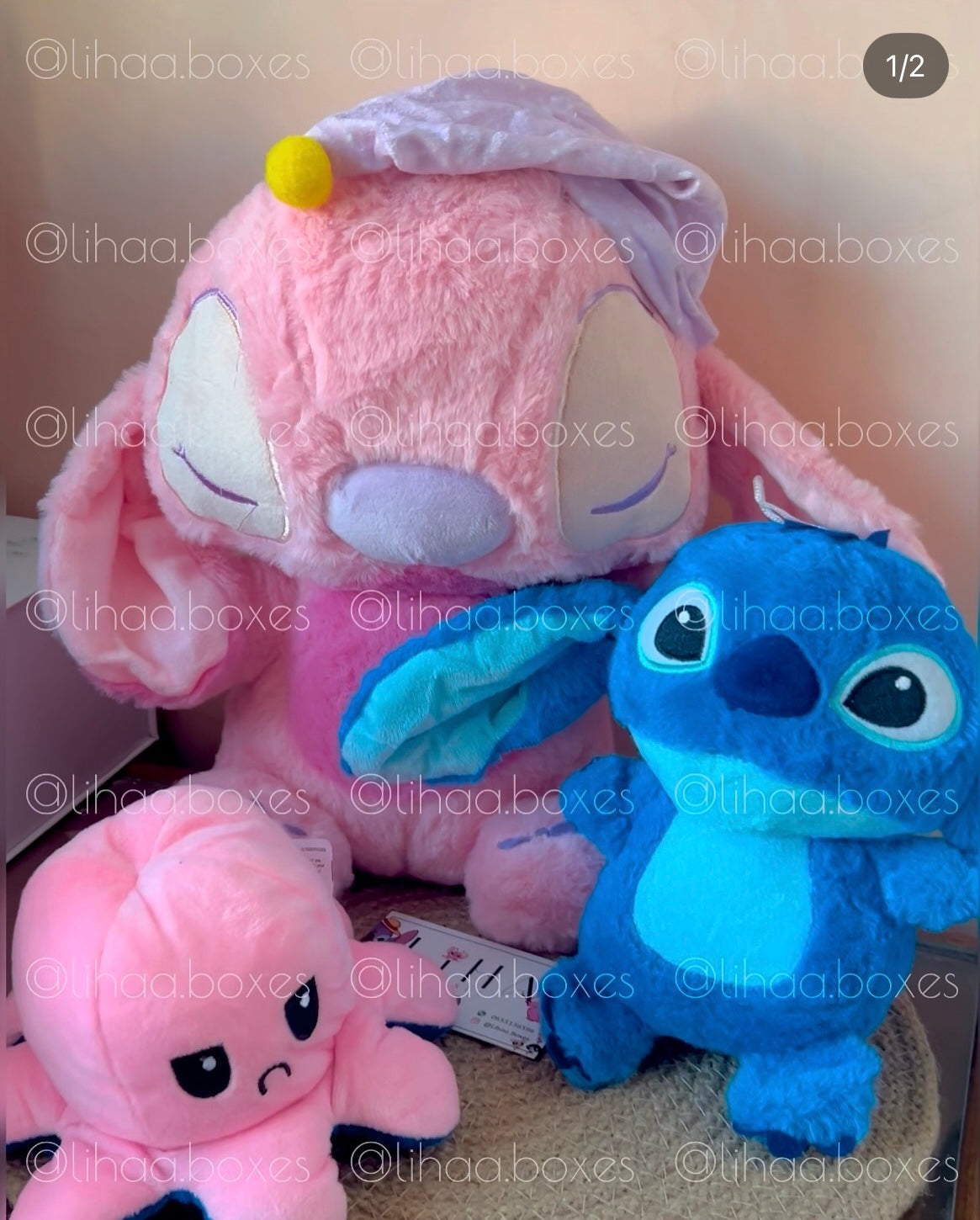 Pack angel + mini stitch + peluche revirsible