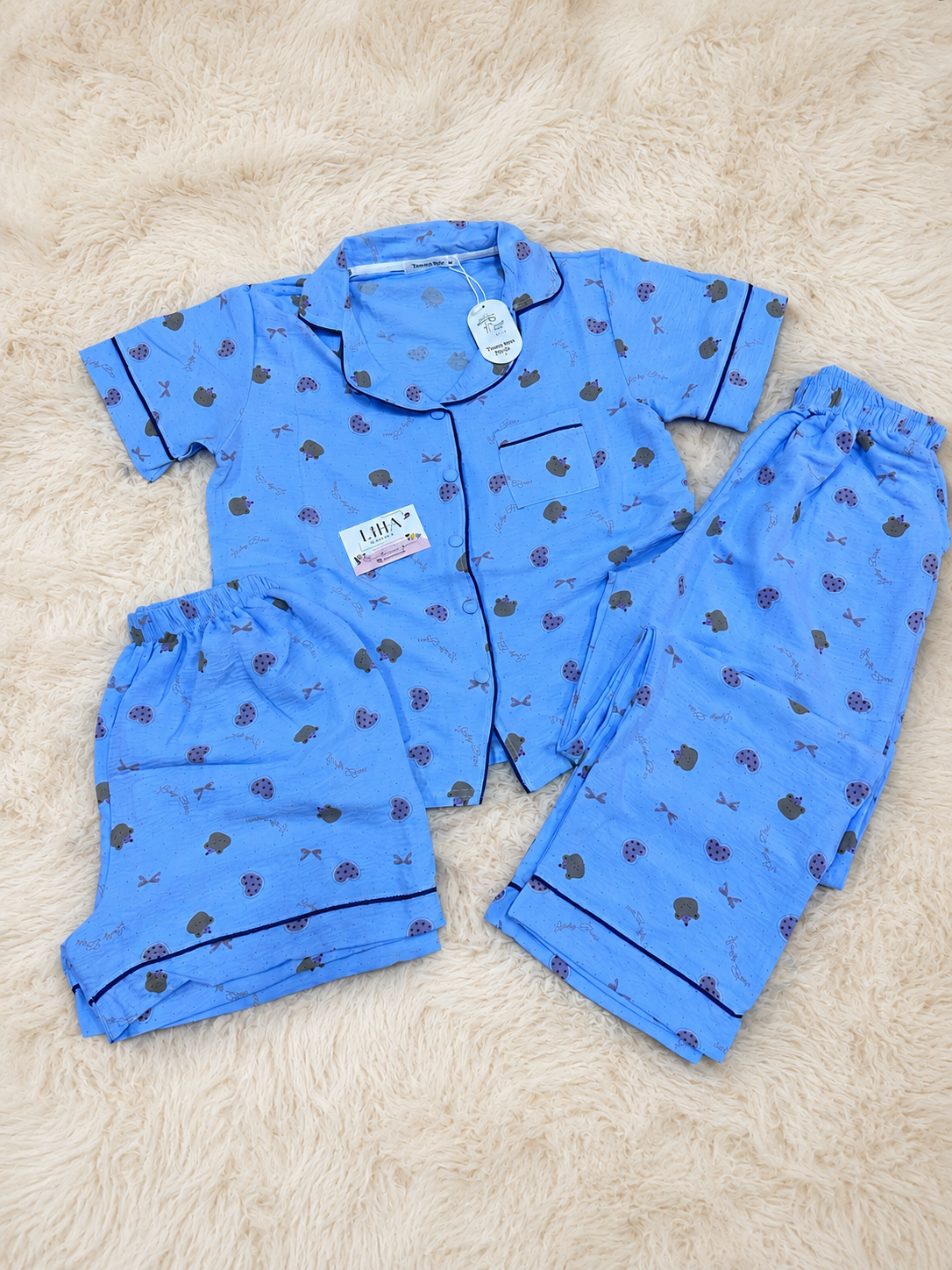 Pyjama 3 pieces demis manches